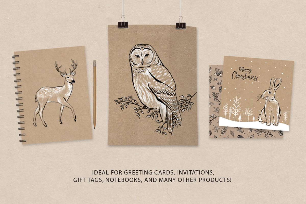 Woodland Kraft Design Set, an Animal Illustration by Doodle Dibs (Photo 5 of 5)