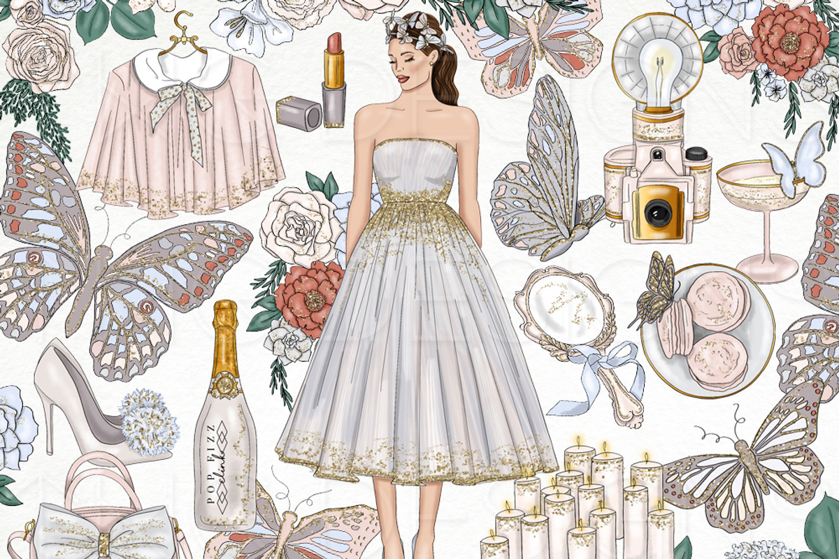Butterfly Fashion Girl Clip Art, an Illustration by TWG Designs (Photo 1 of 4)