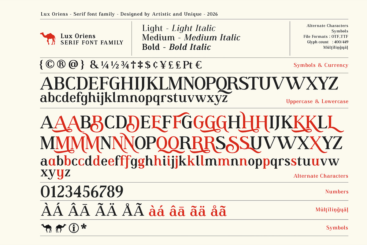 Lux Oriens - Serif Font Family, a Serif Font by Artistic & Unique (Photo 4 of 15)
