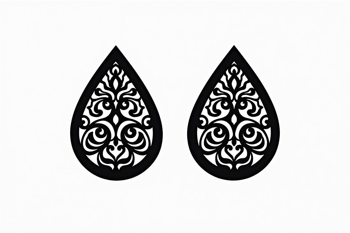 Leaf Earring Silhouette Bundle, a Pattern Graphic by jahid234 (Photo 5 of 13)