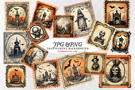 Vintage Halloween Stamp Collection