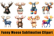 Funny Moose Sublimation Clipart, a Graphic by CitraGraphics (Thumbnail 1 of 3)