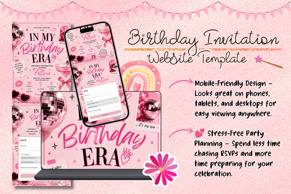 In My Birthday Era RSVP Website, a Social Media Template by bellaROSEworkshop (Photo 5 of 5)