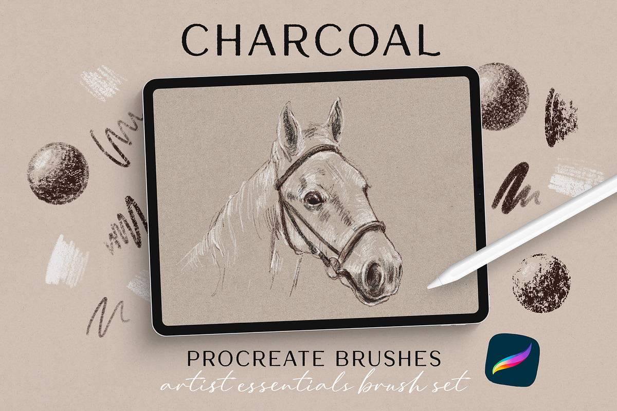 Charcoal Procreate Brushes & Paper, a Brushes & More by Pencil Twist (Photo 1 of 6)
