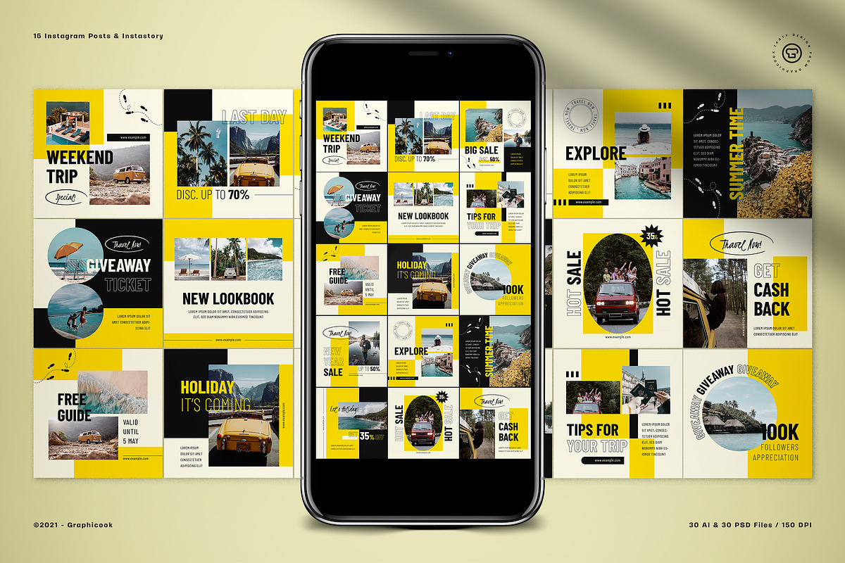 Travel Instagram Post and Story, a Social Media Template by graphicook (Photo 1 of 5)