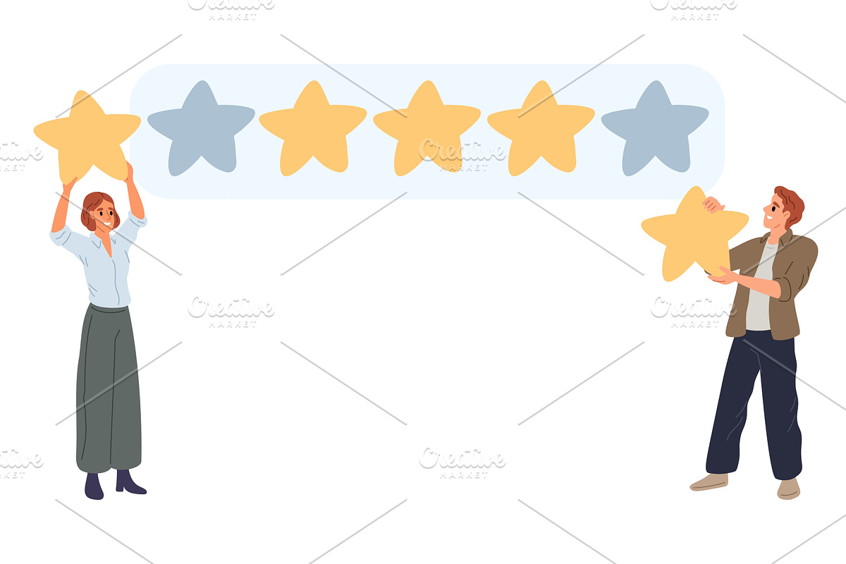 Man and woman giving five star, a Person Illustration by Vectorbuum