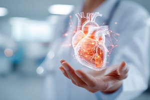 Holographic heart model held by doctor, a Health & Medical Photo by AlyaAnd