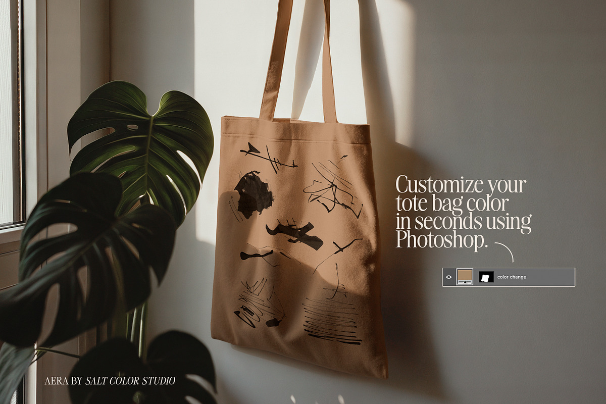 Aera Tote Bag Mockups, a Packaging Mockup by Salt Color Studio (Photo 4 of 9)