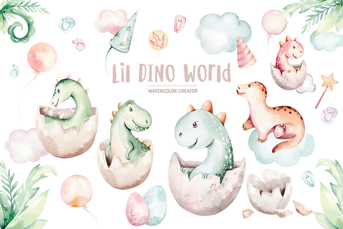 Dino world! Cute dinosaur set, an Animal Illustration by Peace ART (Photo 3 of 14)