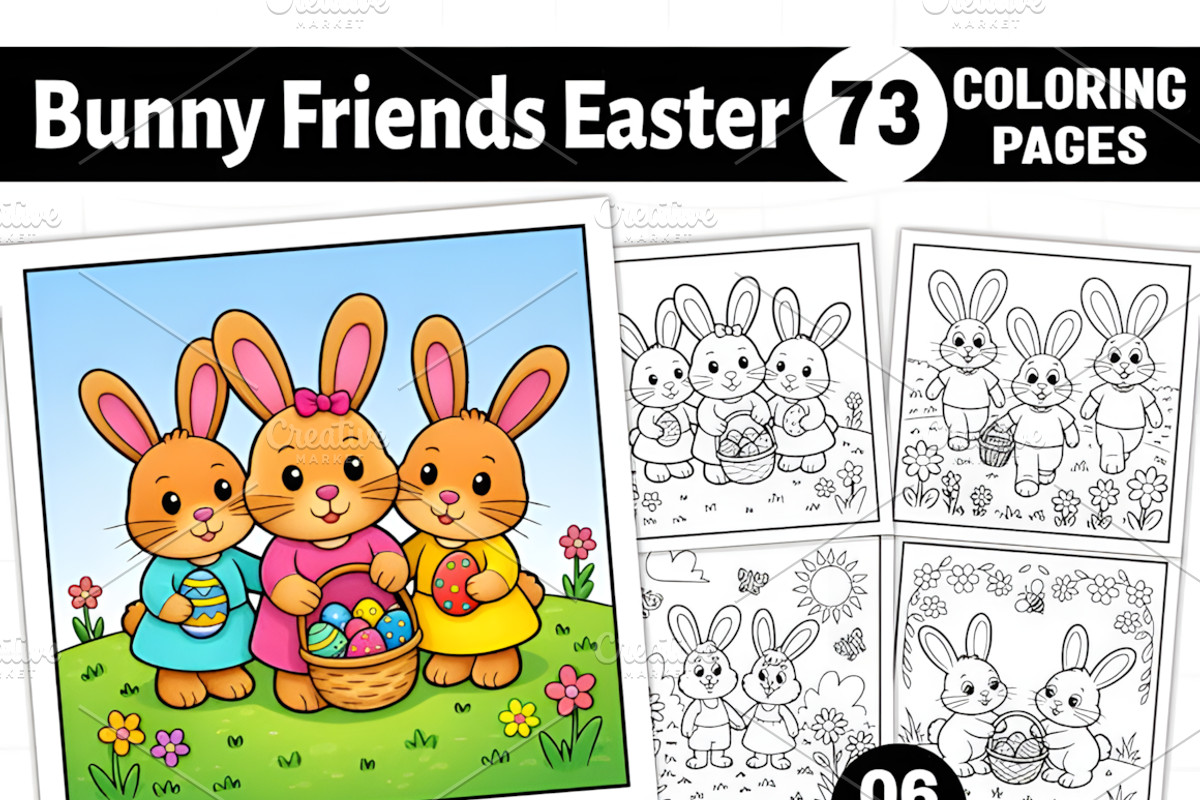 Bunny Friends Easter Coloring Book, a Seasonal Illustration by Ink Gallery (Photo 1 of 8)