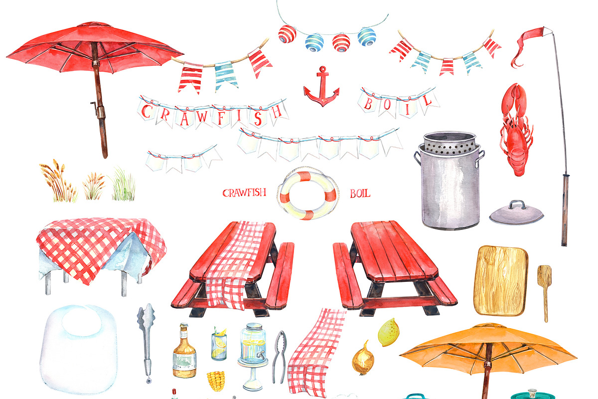 Seafood, Crawfish Boil, a Food Illustration by JennyColorArt (Photo 3 of 10)