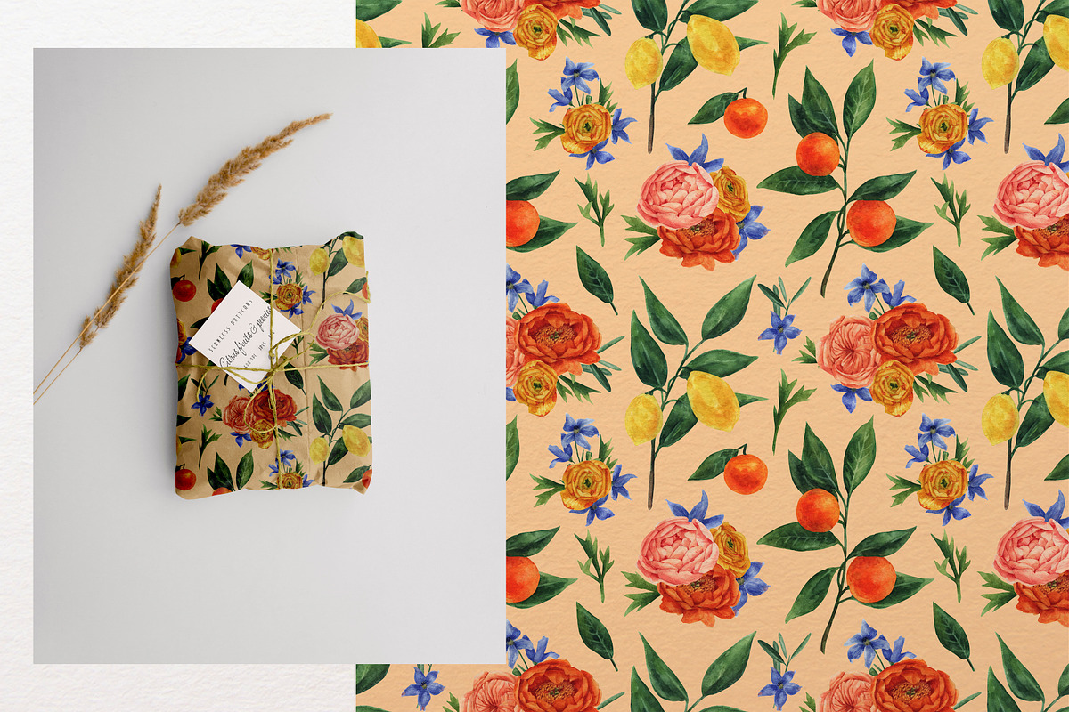 Set of flowers and citrus, a Decorative Illustration by a_ptichkina (Photo 8 of 10)
