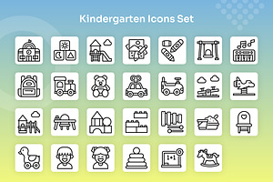 Kindergarten Icons Set - Line