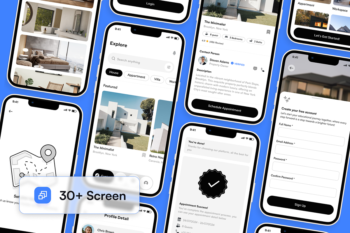 Realus - Real Estate App UI Kit, an UI Kit Template by restiyathena (Photo 2 of 6)