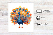 Watercolor Folk Art Animals Clipart, an Illustration by Canvas Craft (Thumbnail 8 of 8)