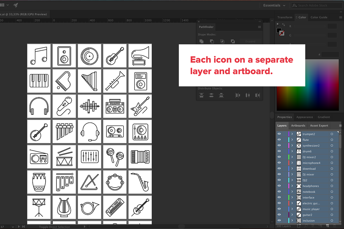 100 music icons, an Outline Icon by vladimir..lavrentev (Photo 2 of 4)