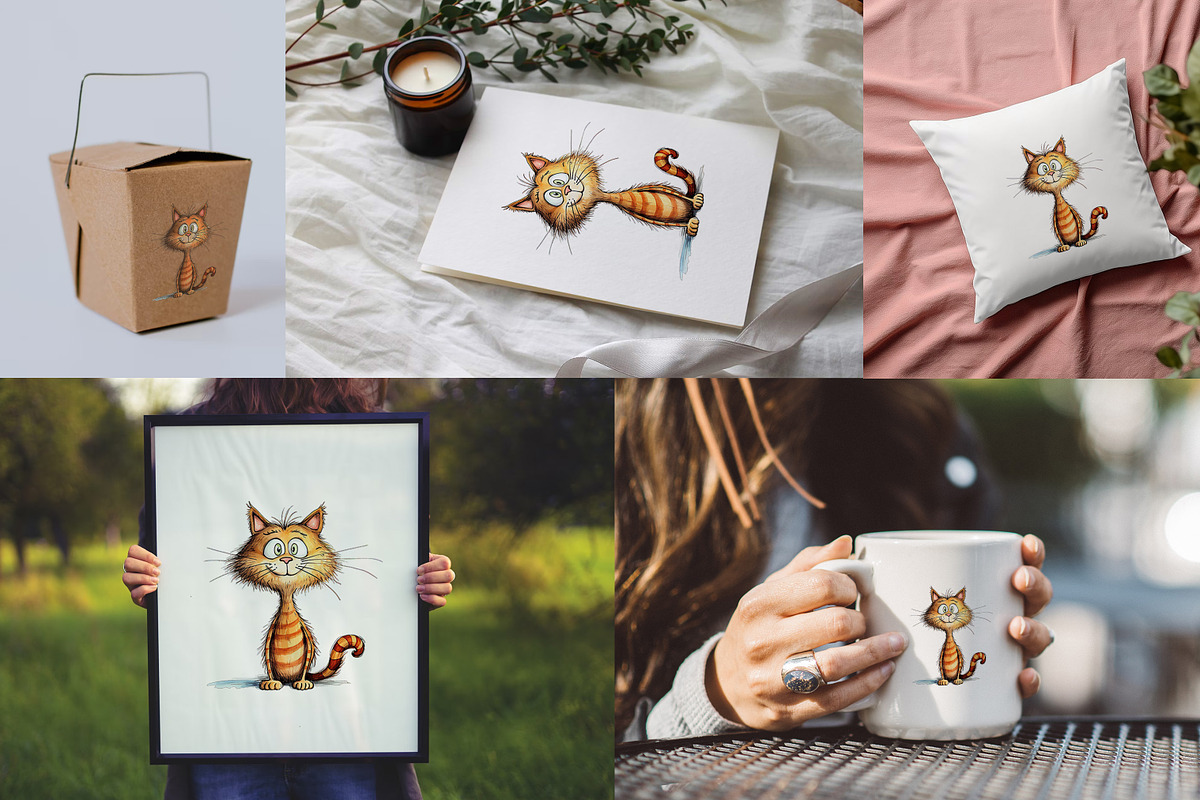 Quirky & Whimsical Cat Clipart Set, an Animal Illustration by PaintPixelCo (Photo 7 of 10)