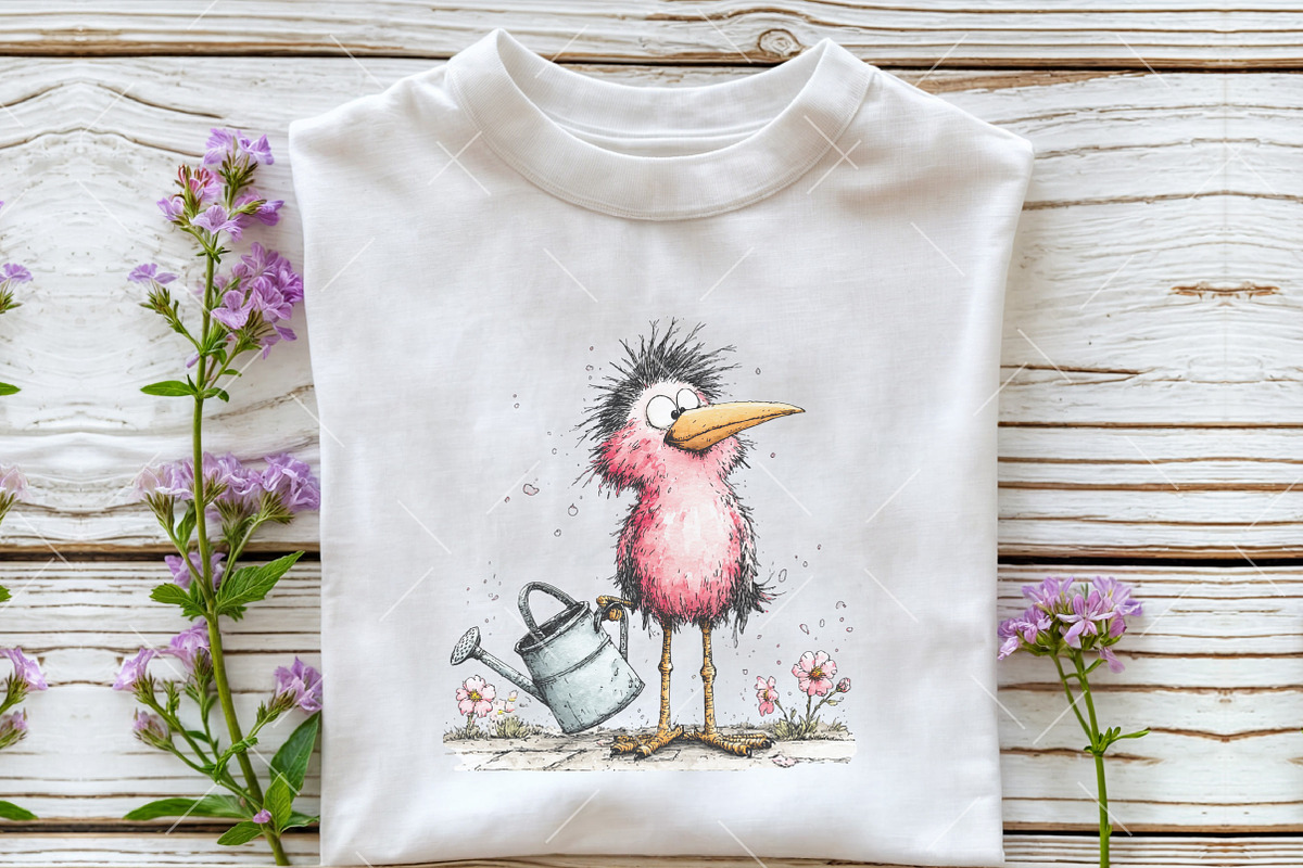 Whimsical Funny Spring Bird Clipart, an Illustration by OK Design (Photo 5 of 6)
