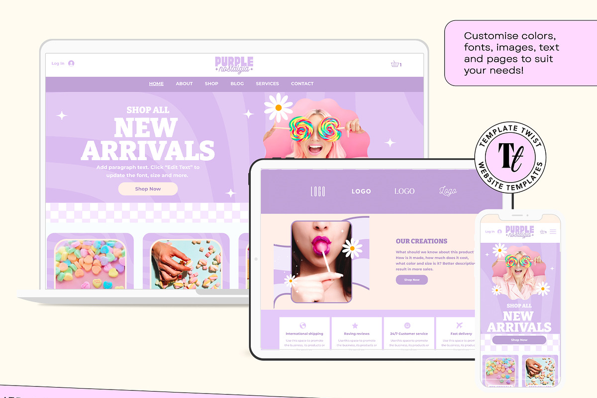 Retro Purple Y2K Website Template, a Wix Template by Template Twist Shop (Photo 8 of 10)