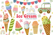Watercolor Ice Cream Clipart., an Object Graphic by Kira Konoshenko (Thumbnail 1 of 7)