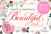 Beautiful Font & Graphics Bundle, a Handwritten Font by Yoga Letter (Thumbnail 1 of 3)