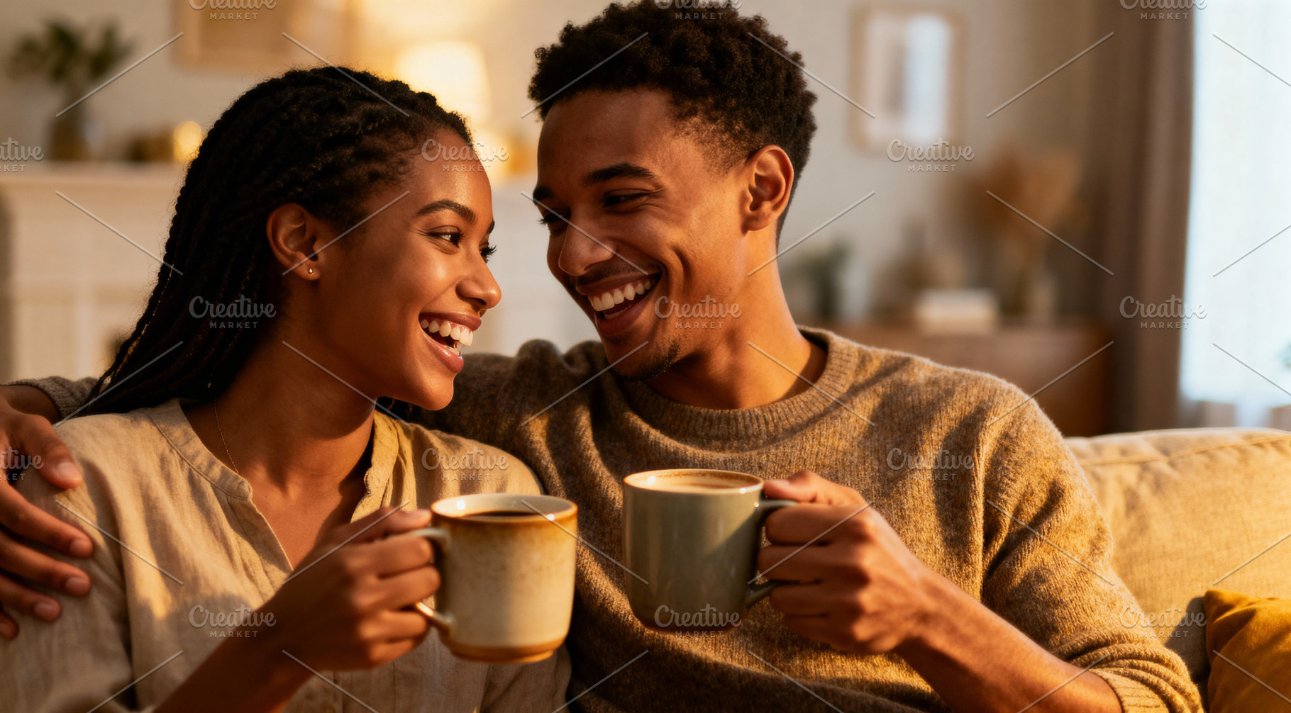 Joyful Black Couple at Home, a Person Photo by Virgo Studio