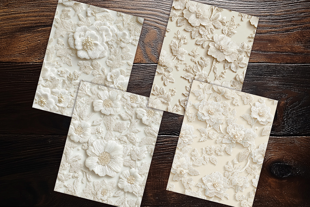 Ivory Floral Lace Scrapbook Paper, a Background Graphic by V Design Creator (Photo 8 of 12)
