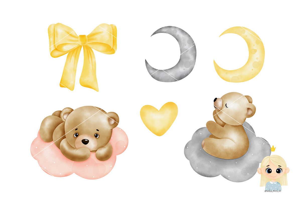Baby Girl Watercolor clipart, an Animal Illustration by Natalya_Mona_Art (Photo 4 of 10)
