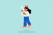 Girl Hydration Healthy Habit, a Person Illustration by Partikusi Design (Thumbnail 2 of 3)