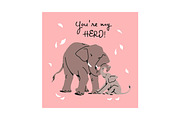 Mother's Day cards with animals set, an Animal Illustration by PaperTrident (Thumbnail 5 of 11)
