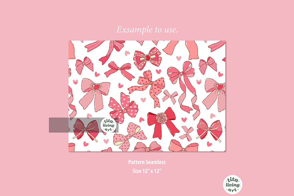 Coquette Valentine Bows Seamless, a Decorative Illustration by TitaLivingArt (Photo 10 of 11)