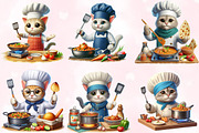 Watercolor Cute Chef Cat Clipart, an Animal Illustration by Craft Nest (Thumbnail 4 of 5)