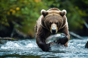 Grizzly with its fresh catch of salm, an Animal Photo by Pixeness Studio