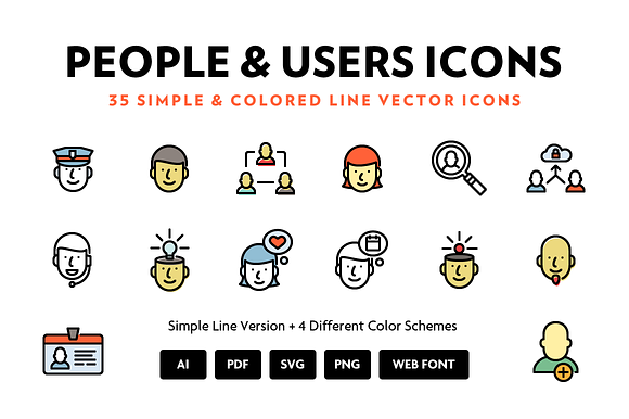 People Users Line Icons