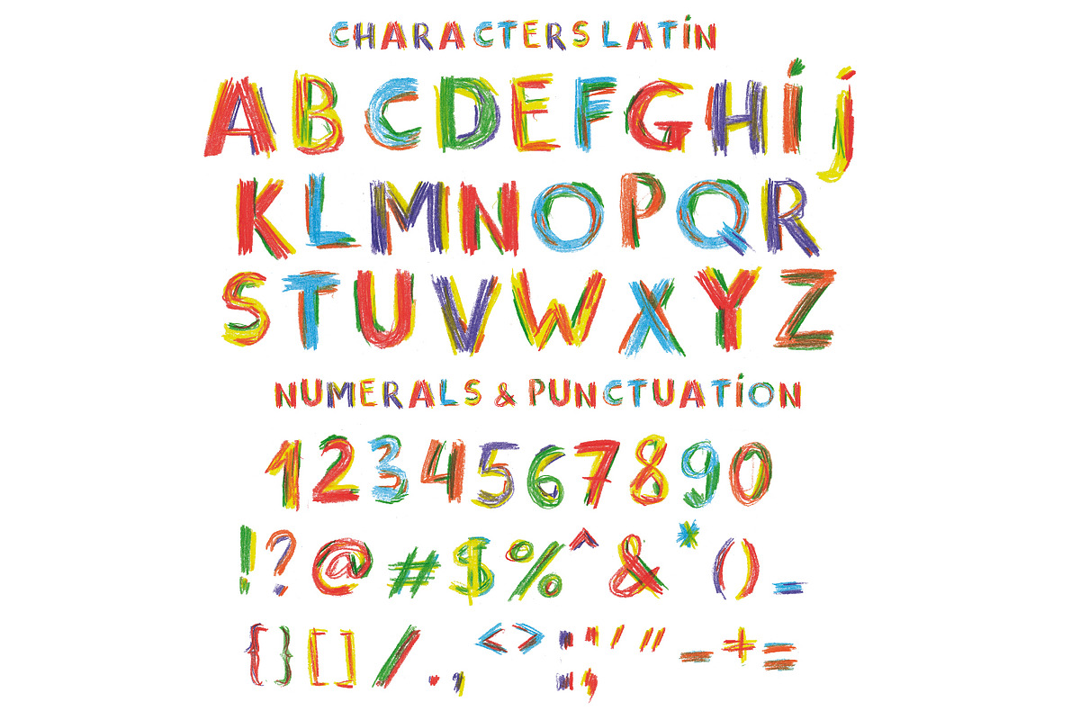 Happy Pencil bitmap color font preview 2