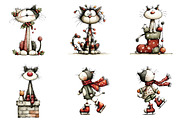 Whimsical Christmas Cats Clipart, an Illustration by CraftArtStudio (Thumbnail 3 of 6)