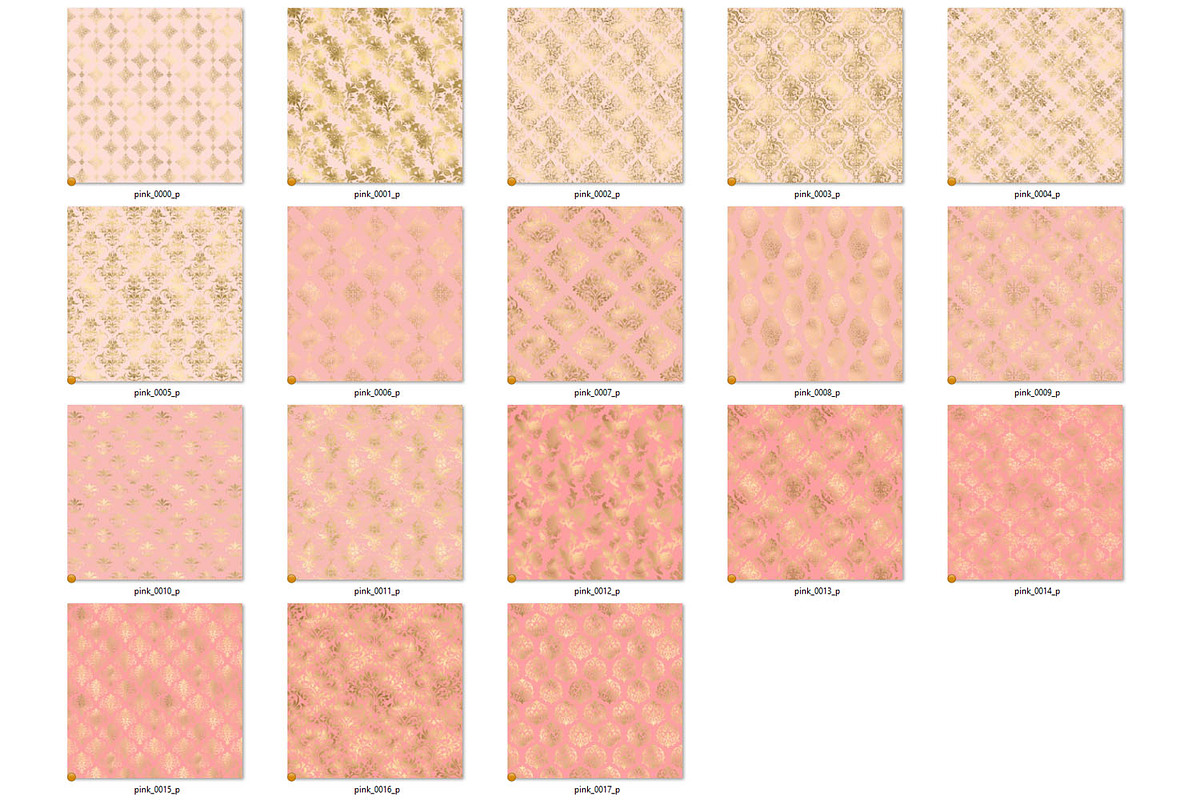 Pink and Gold Damask Digital Paper, a Pattern Graphic by Digital Curio