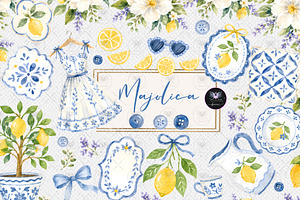 Italian Majolica Tile Clipart, a Decorative Illustration by BigCakeBee