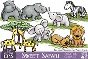 VECTOR - SWEET SAFARI - Clipart, an Animal Illustration by Purple Frog (Thumbnail 1 of 3)
