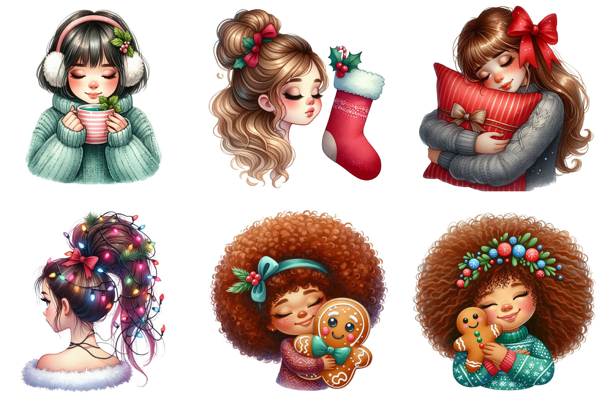 Hair Girl Christmas Sublimation Clip, an Illustration by DreamArtGraphic (Photo 3 of 5)