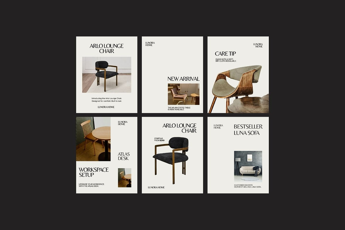 LUNORA — Editorial Furniture IG Kit, a Social Media Template by ShowUp! Studio (Photo 2 of 6)