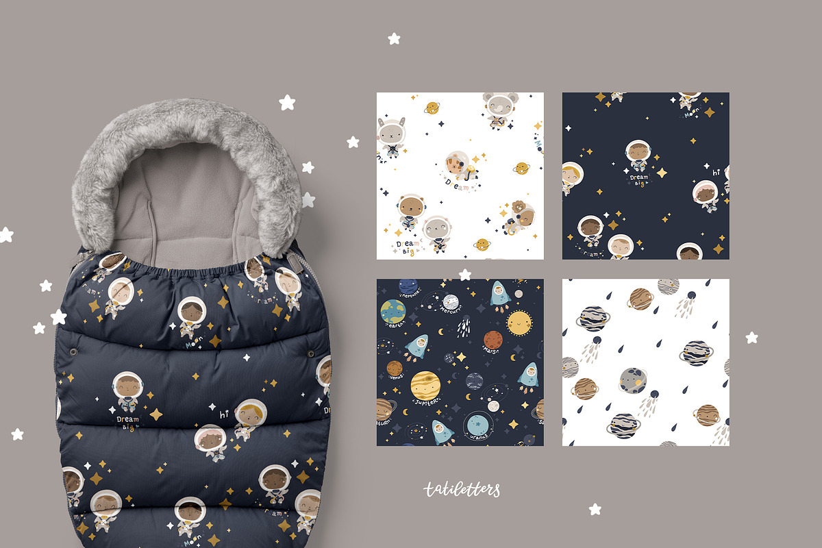Space time Kids patterns, a Pattern Graphic by tatiletters (Photo 3 of 14)