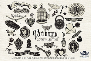 Victorian Goth Valentine Linocuts