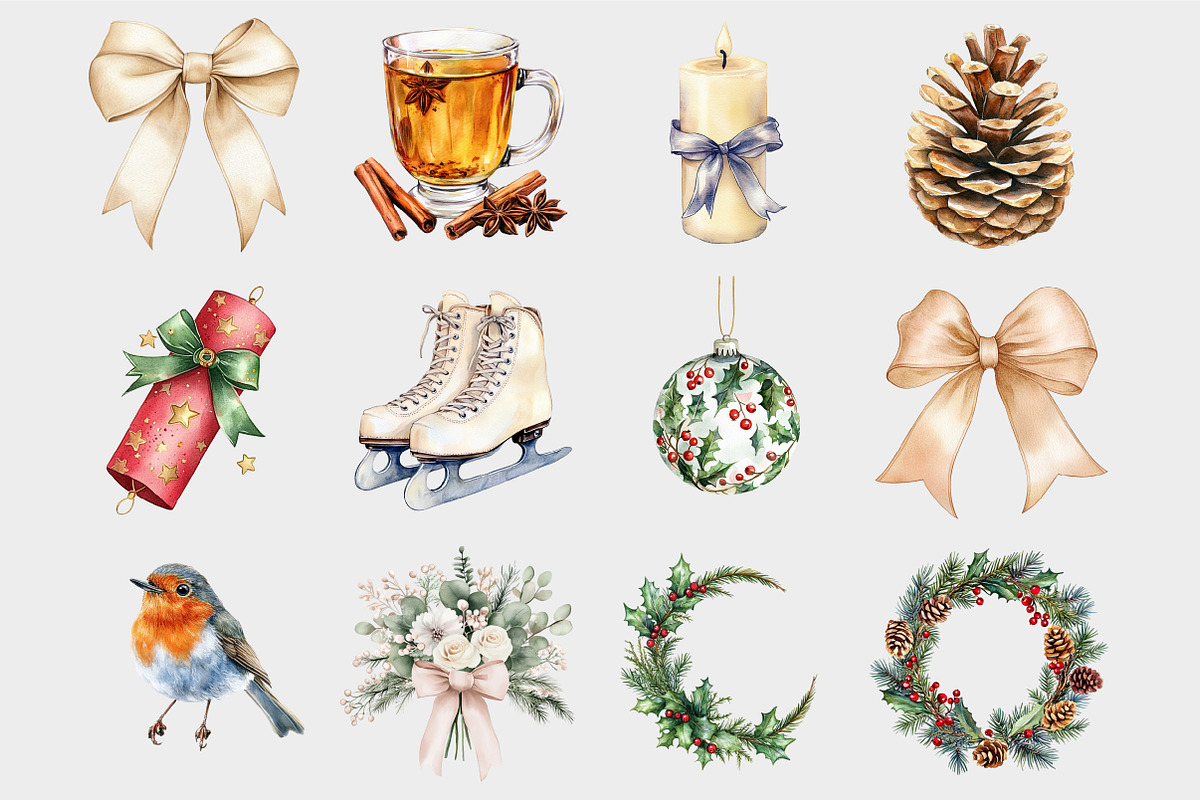 Watercolor Cozy Christmas Clipart, a Seasonal Illustration by Design Market (Photo 4 of 5)