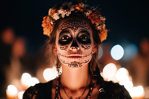Celebrating traditions with vibrant face paint during a cultural festival at du, a Person Photo by AlyaAnd