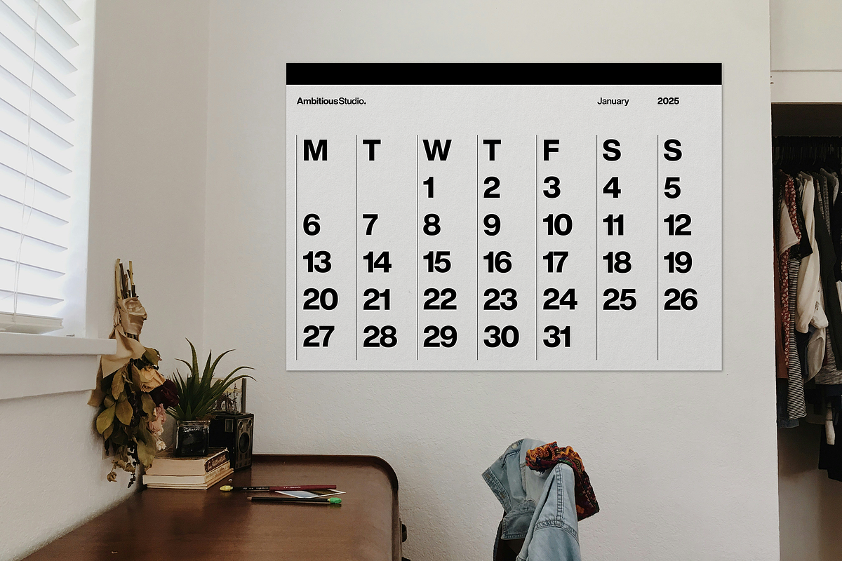 2025 Minimal A1 Helvetica Calendar, a Stationery Template by Ambitious Studio (Photo 1 of 6)