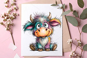 Whimsical Highland Cow Clipart PNG, a Seasonal Illustration by Canvas Craft (Thumbnail 5 of 6)