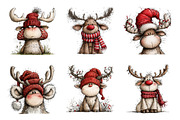Quirky Christmas Reindeer Clipart, a Work Illustration by SinaCreation (Thumbnail 2 of 6)
