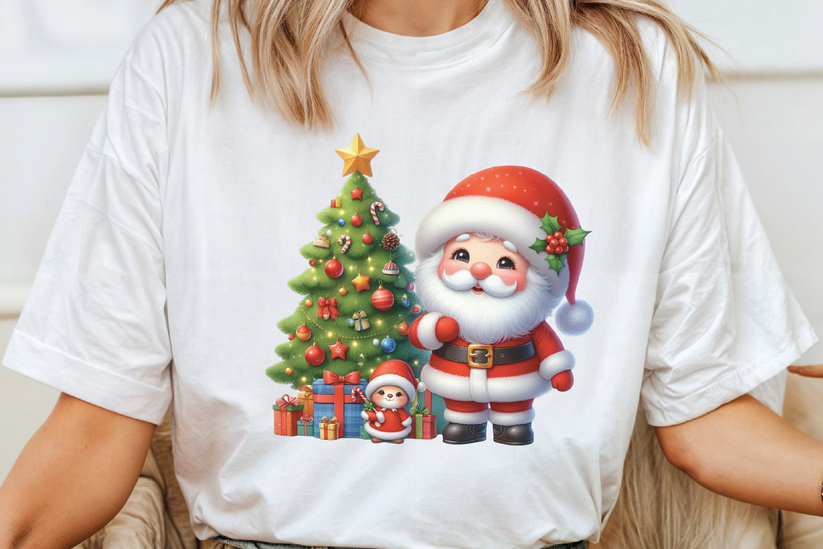 Watercolor Christmas Santa Tree PNG, a Work Illustration by CraftArtStudio (Photo 3 of 6)