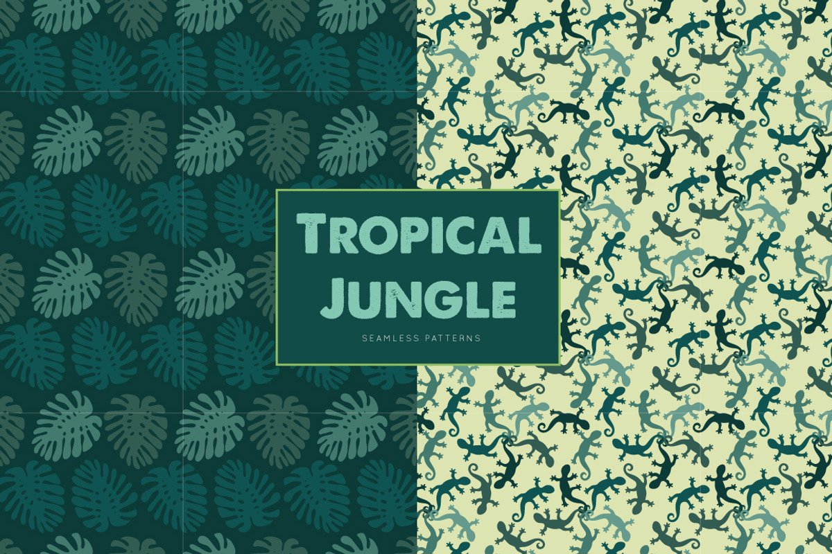 Tropical Jungle Seamless Patterns, a Pattern Graphic by illuztrate